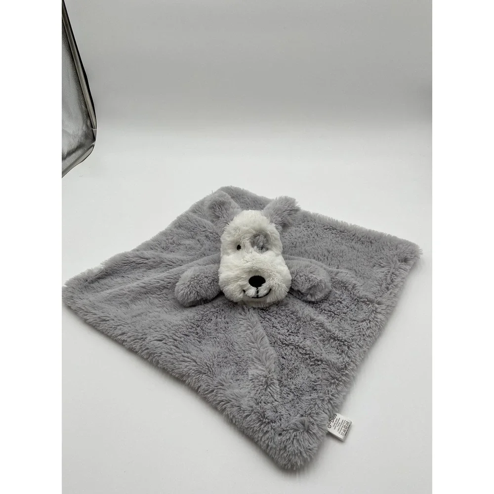 Oobles Dog Security Blanket Lovey Gray White Faux Fur Puppy Plush Snuggler 05801